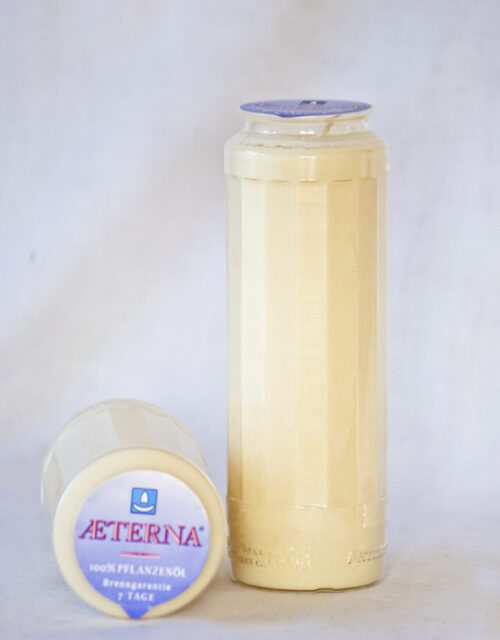 Ekologiczny wkład olejowy, lampka olejowa Aeterna 9-dniowa w biodegradowalnym pojemniku, 100 % oleju roślinnego, biały, czerwony