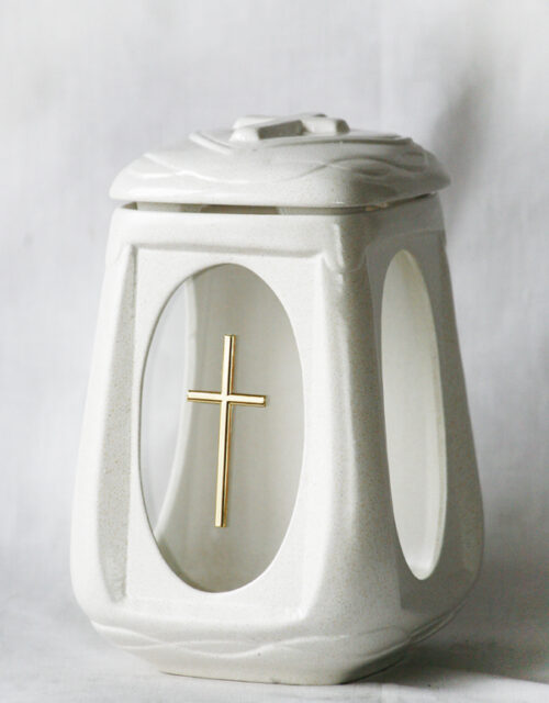 Lampion ceramiczny "Krzyż" czarny, biały