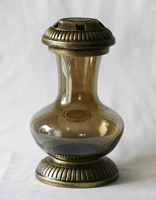 Lampion szklany AL z ceramiką, złoty